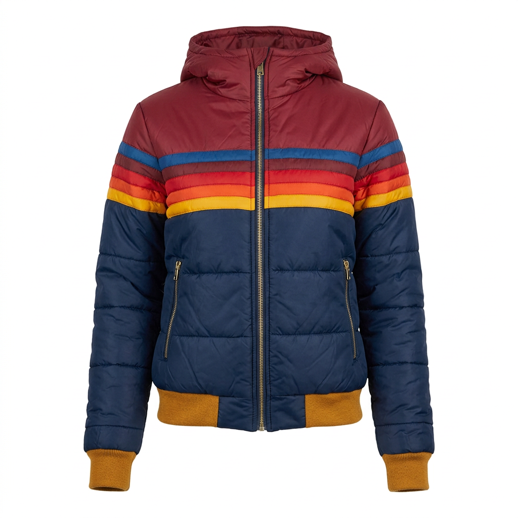 Pufferjacke Damen Retro Colorblock – Ansicht 1