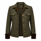 Tweed Jacke Damen grün mit Fischgrätmuster – Ansicht 1