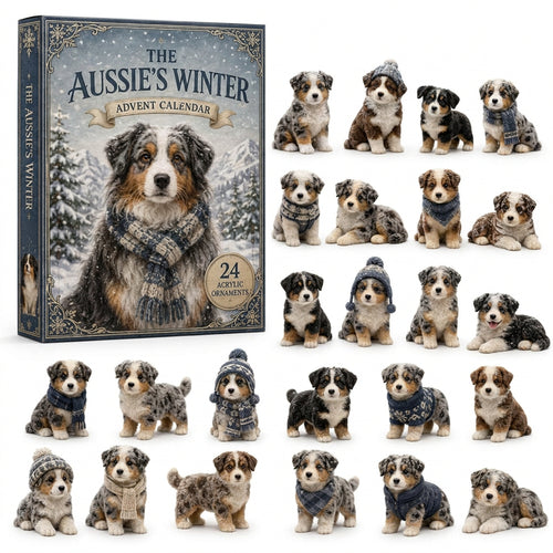 Australian Shepherd Adventskalender 2026 - 24 Acryl-Aussie-Anhänger