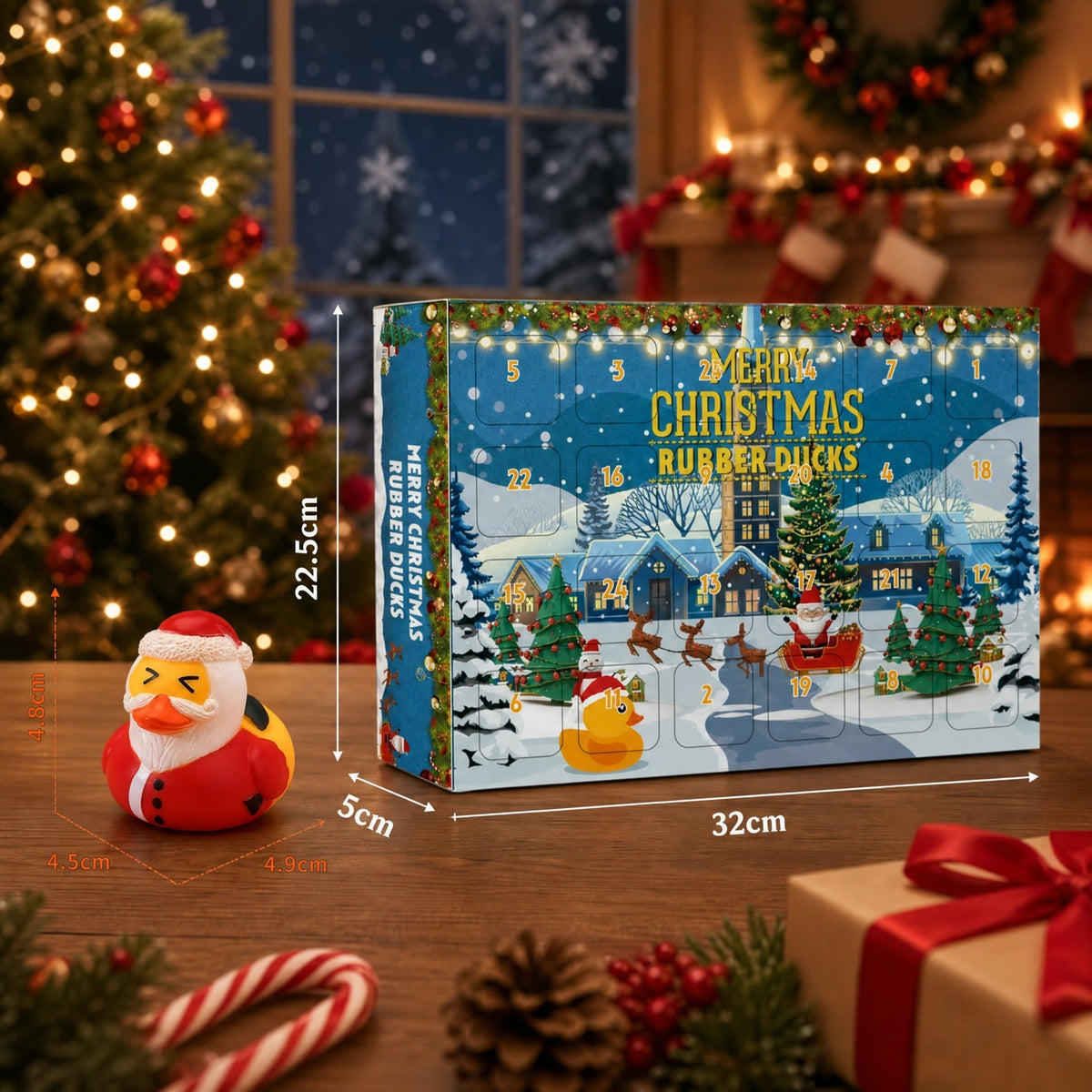 Badeenten Adventskalender 2026 - 24 Weihnachts-Badeentchen, Gelb oder Rosa