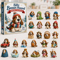 Basset Hound Adventskalender 2026 - 24 Acryl-Basset-Anhänger