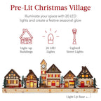 Beleuchtetes Holz-Weihnachtsdorf - Kaminsims-Dekoration mit LED-Häuschen