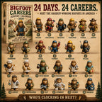 Bigfoot-Berufe-Adventskalender 2026 - 24 Tage Bigfoot bei der Arbeit