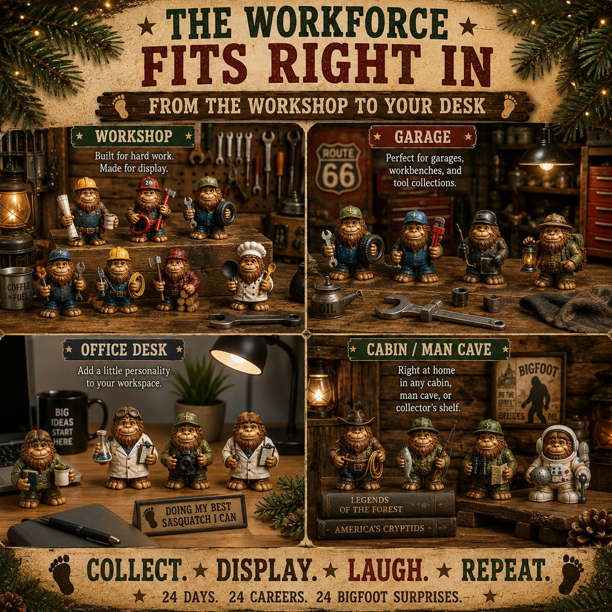 Bigfoot-Berufe-Adventskalender 2026 - 24 Tage Bigfoot bei der Arbeit