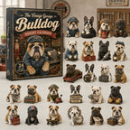Bulldogge Adventskalender 2026 - 24 Acryl-Bulldoggenanhänger