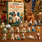 Bullterrier-Adventskalender 2026 - 24 Acryl-Bullterrier-Ornamente
