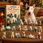 Bullterrier-Adventskalender 2026 - 24 Acryl-Bullterrier-Ornamente
