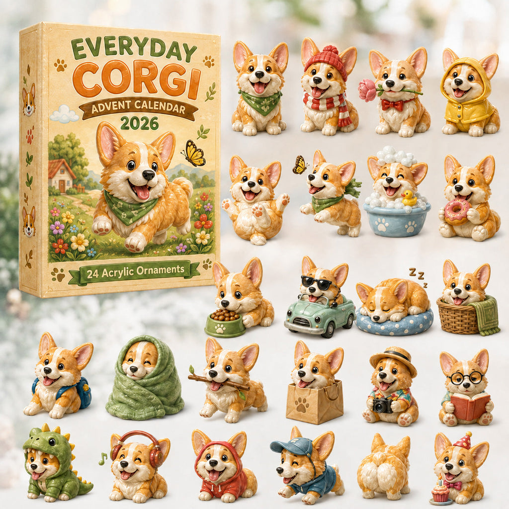 Corgi Adventskalender 2026 – 24 Acryl-Corgianhänger