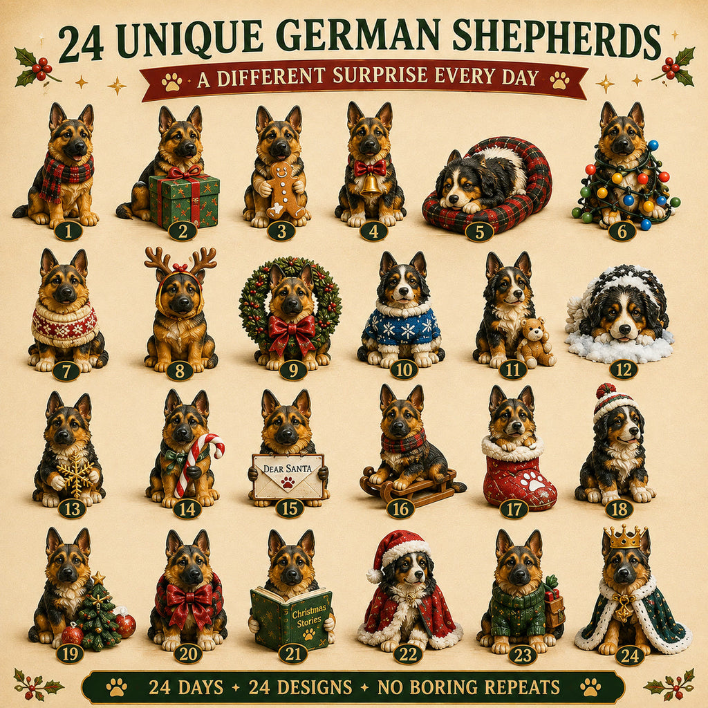 Deutscher Schäferhund Adventskalender 2026 - 24 Schäferhund-Figuren
