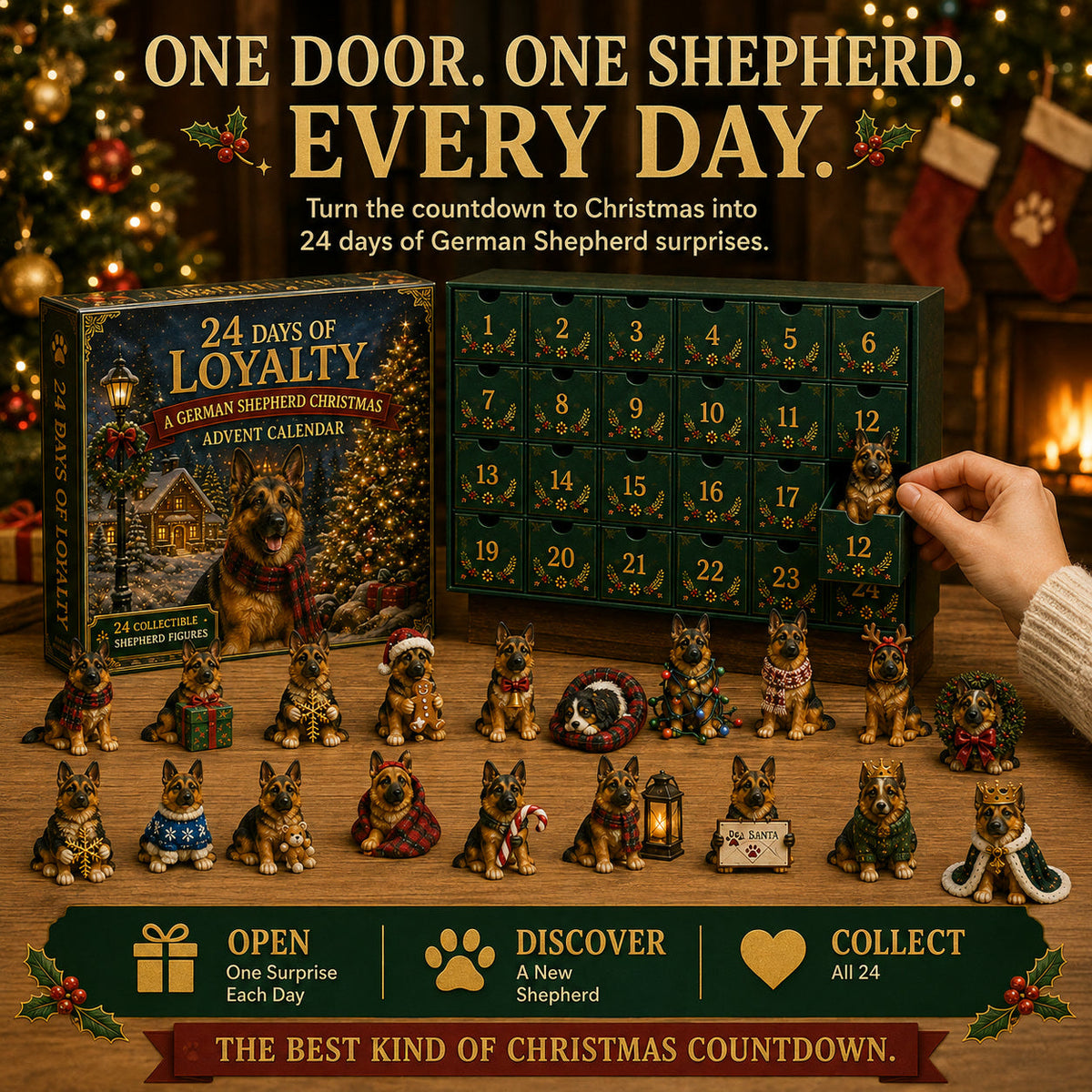 Deutscher Schäferhund Adventskalender 2026 - 24 Schäferhund-Figuren