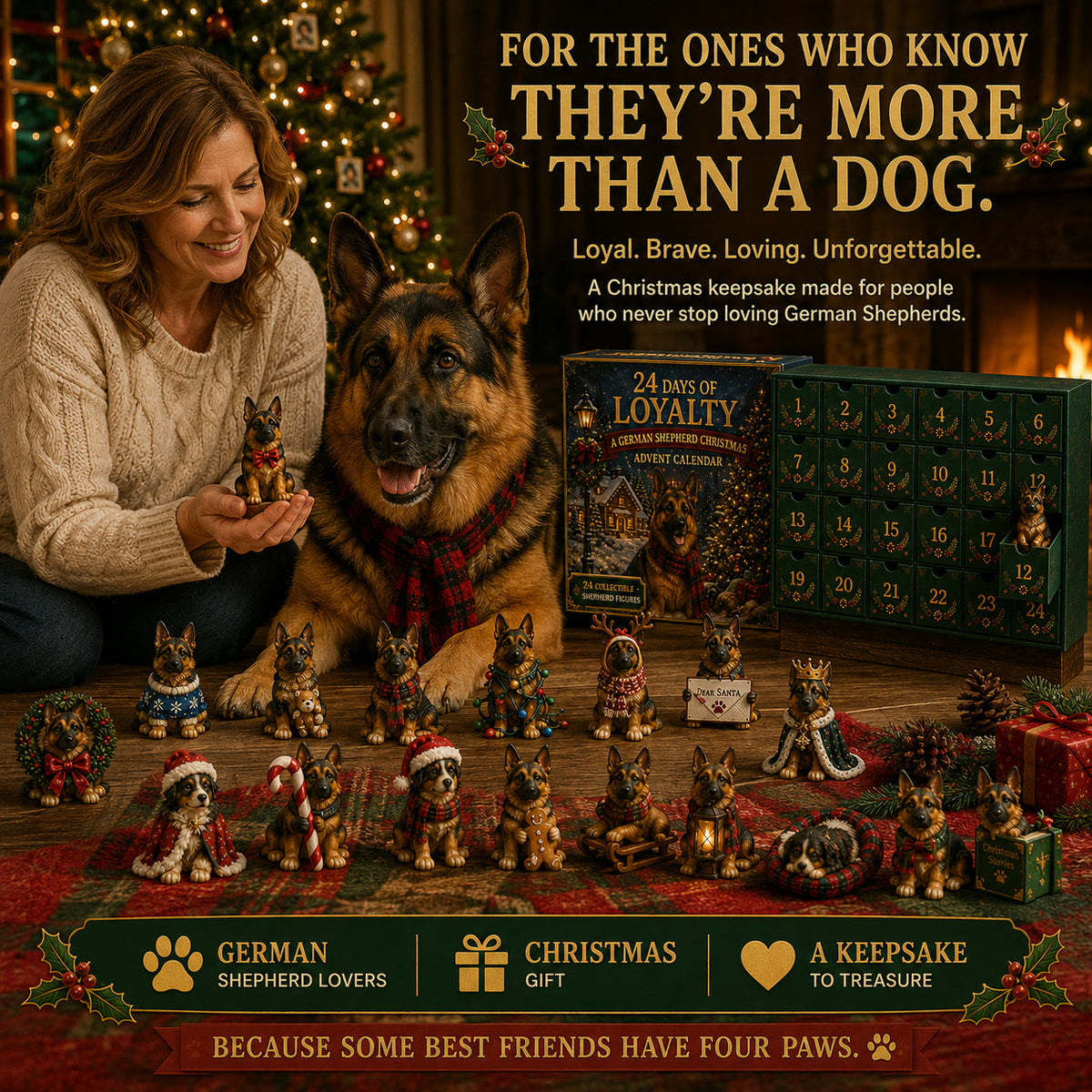 Deutscher Schäferhund Adventskalender 2026 - 24 Schäferhund-Figuren