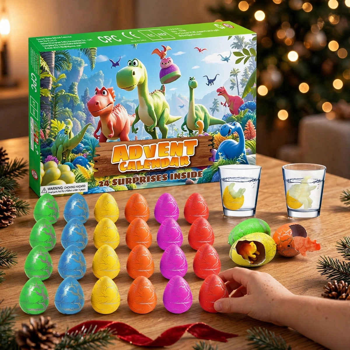 Dinosaurier-Ei-Adventskalender 2026 - 24 Dino-Eier, die im Wasser schlüpfen