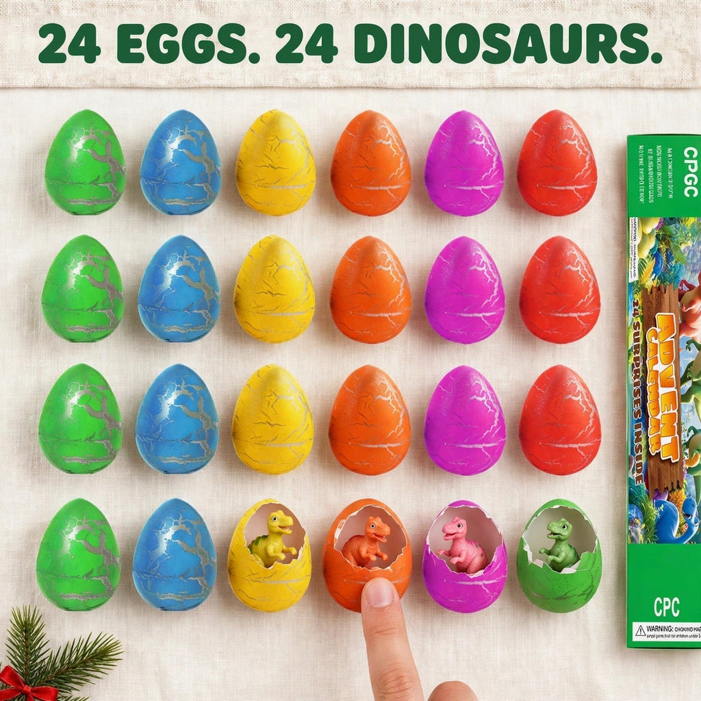 Dinosaurier-Ei-Adventskalender 2026 - 24 Dino-Eier, die im Wasser schlüpfen
