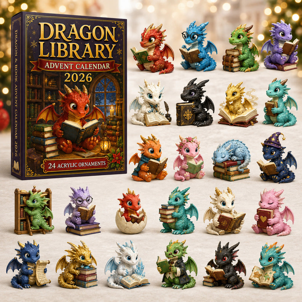 Drachenbibliothek Adventskalender 2026 – 24 Drachenanhänger