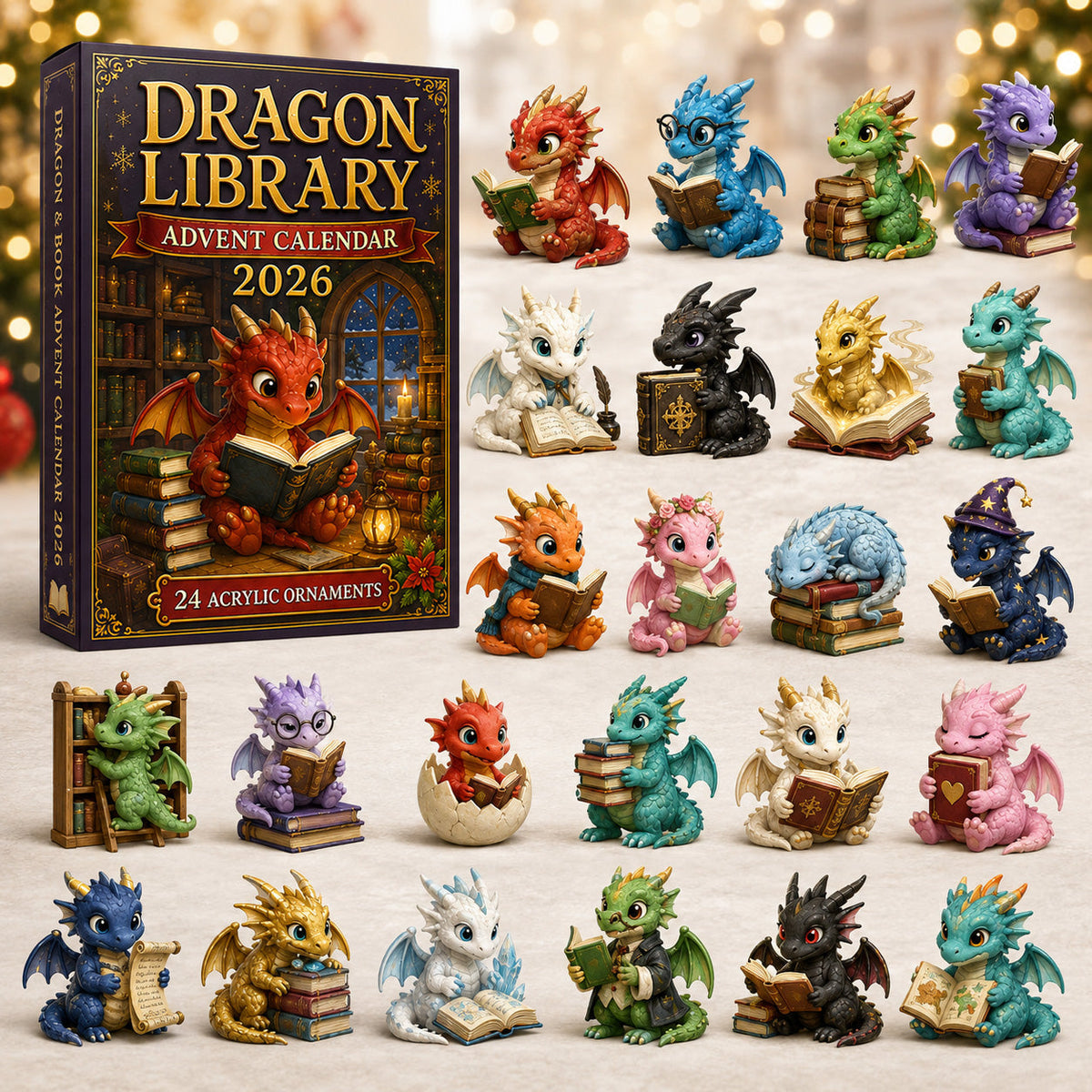Drachenbibliothek Adventskalender 2026 – 24 Drachenanhänger