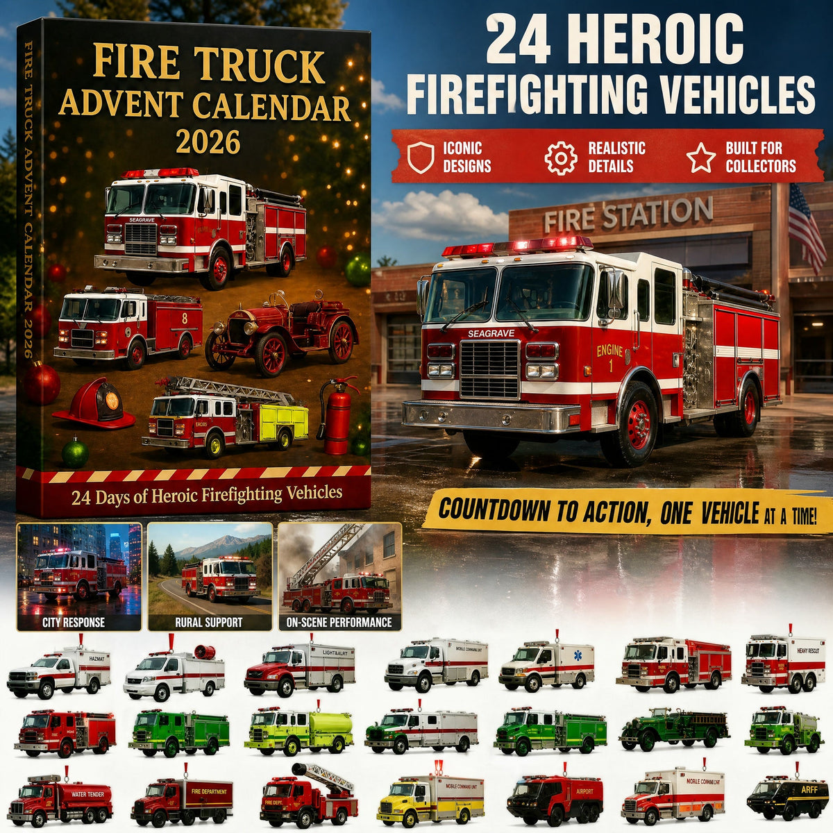 Feuerwehrauto-Adventskalender 2026 – 24 Feuerwehrfahrzeuge