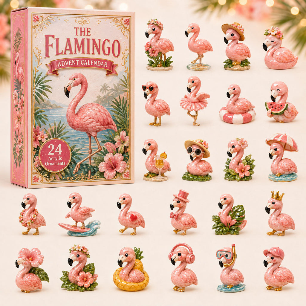 Flamingo Adventskalender 2026 - 24 Flamingo Weihnachtsanhänger