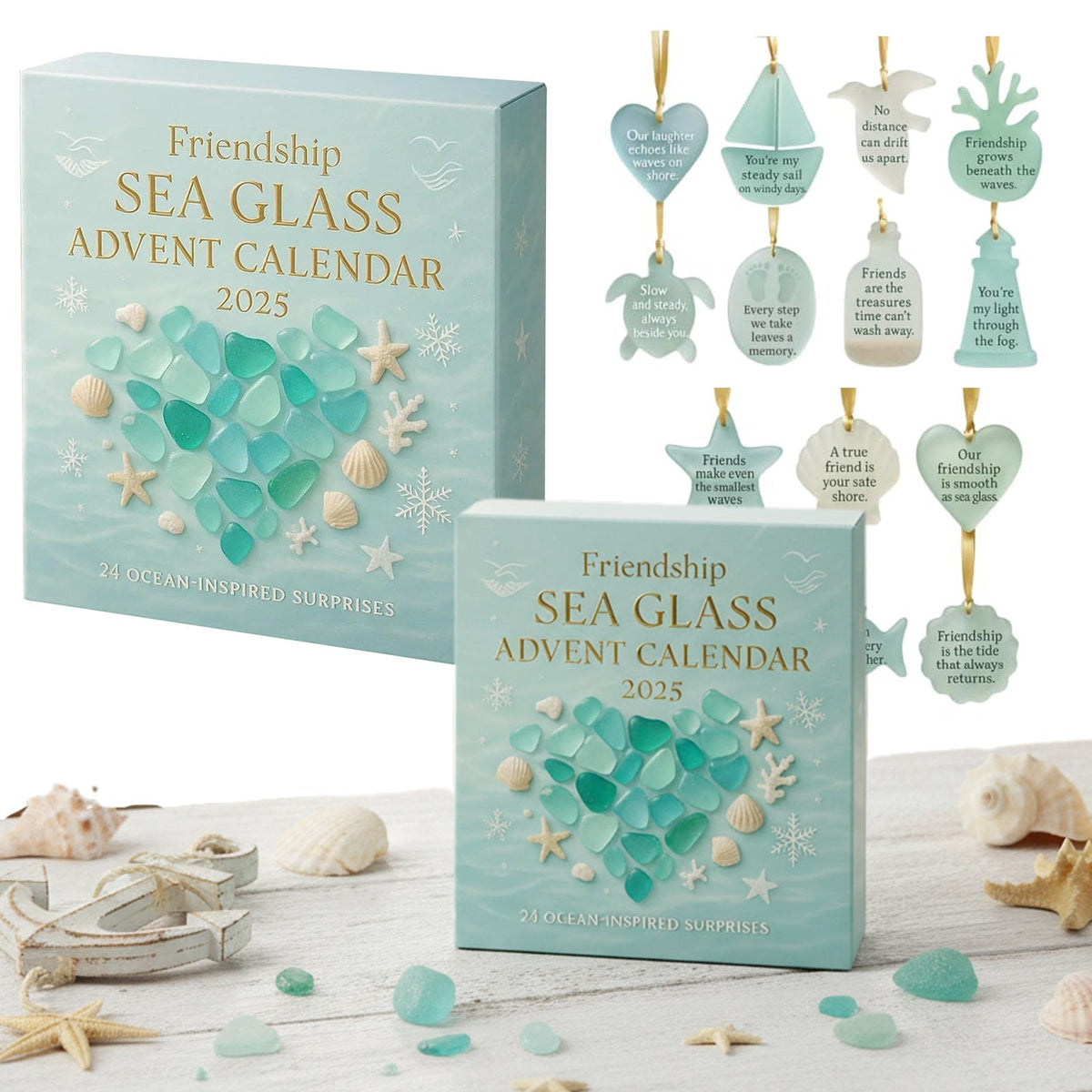 Freundschafts-Seeglas-Adventskalender – 24 Andenken aus Seeglas