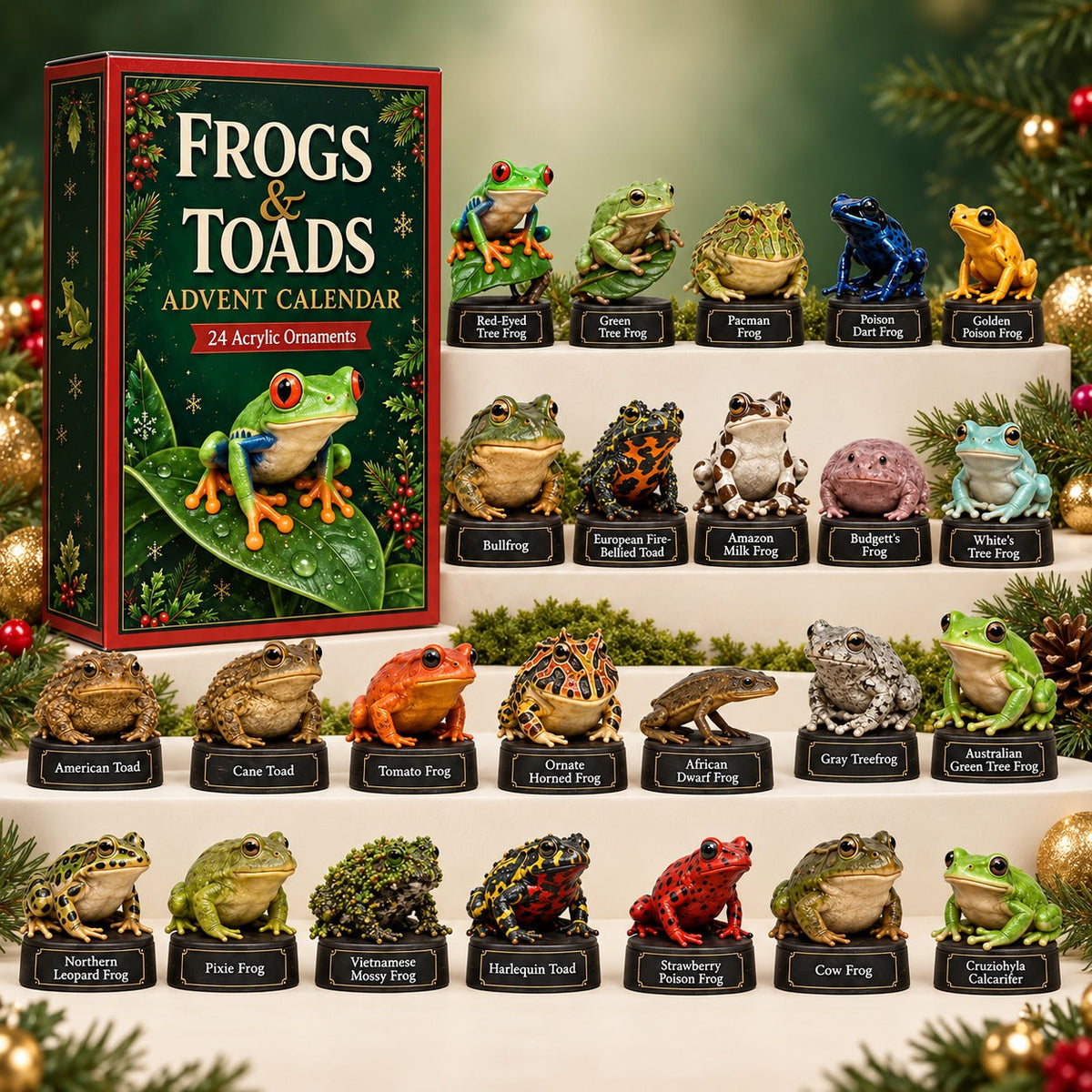 Frösche & Kröten-Adventskalender 2026 - 24 Froschfiguren