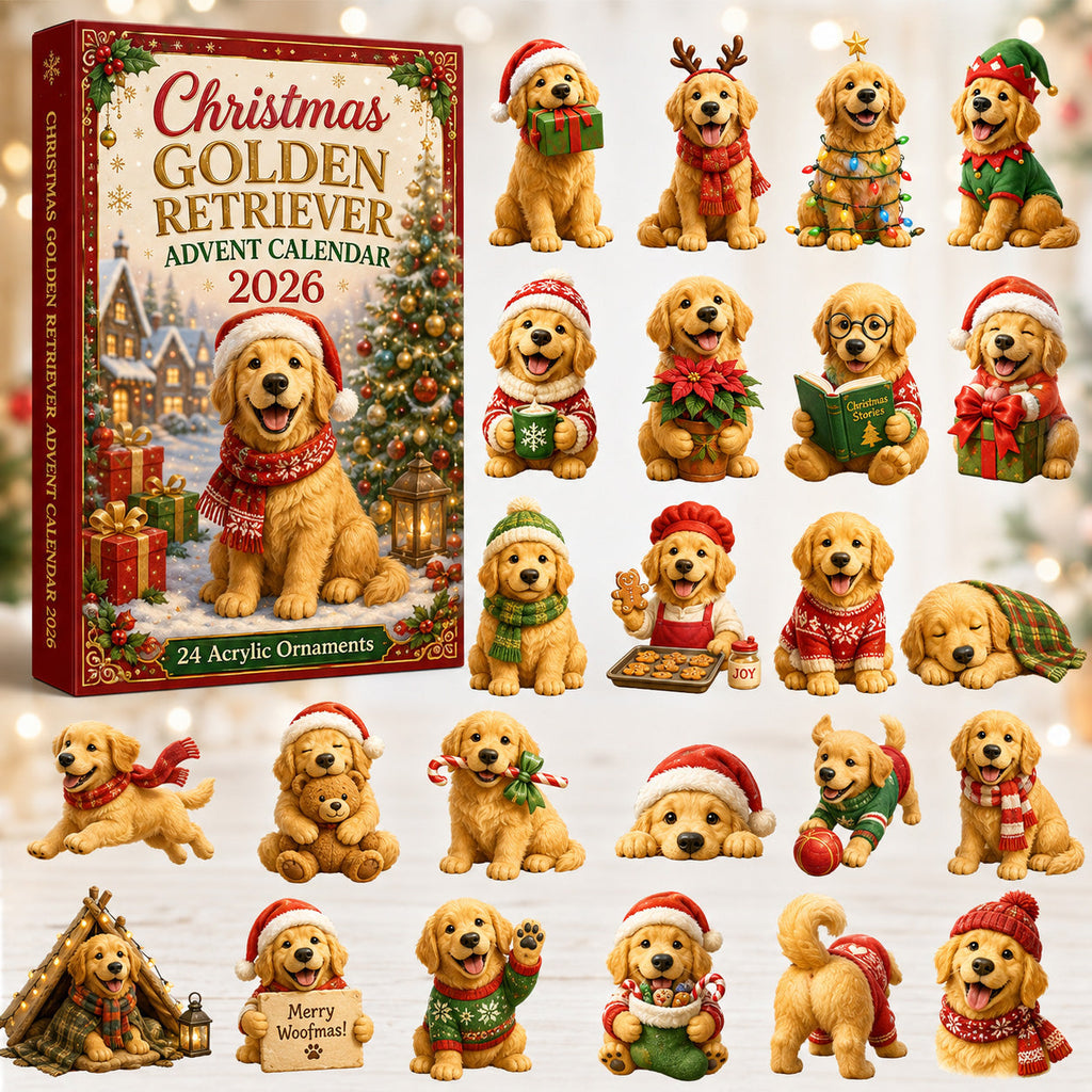 Golden Retriever Adventskalender 2026 - 24 Anhänger