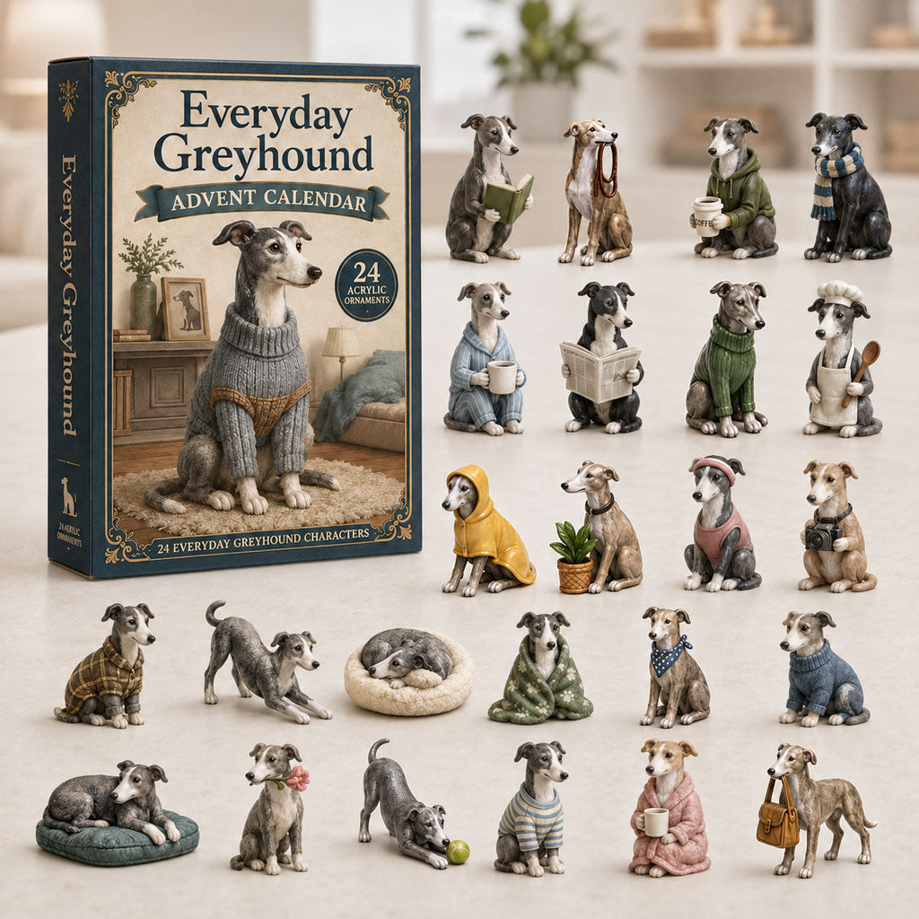 Greyhound Adventskalender 2026 - 24 Greyhound Weihnachtsanhänger