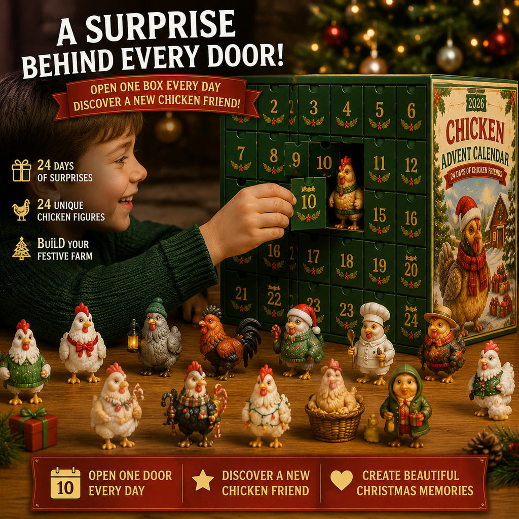 Hühner Adventskalender 2026 – 24 Weihnachtshühner-Figuren