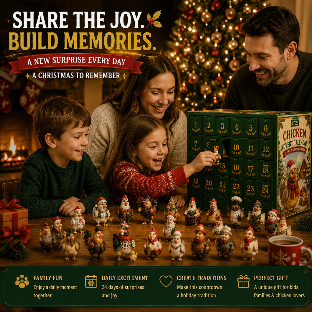 Hühner Adventskalender 2026 – 24 Weihnachtshühner-Figuren