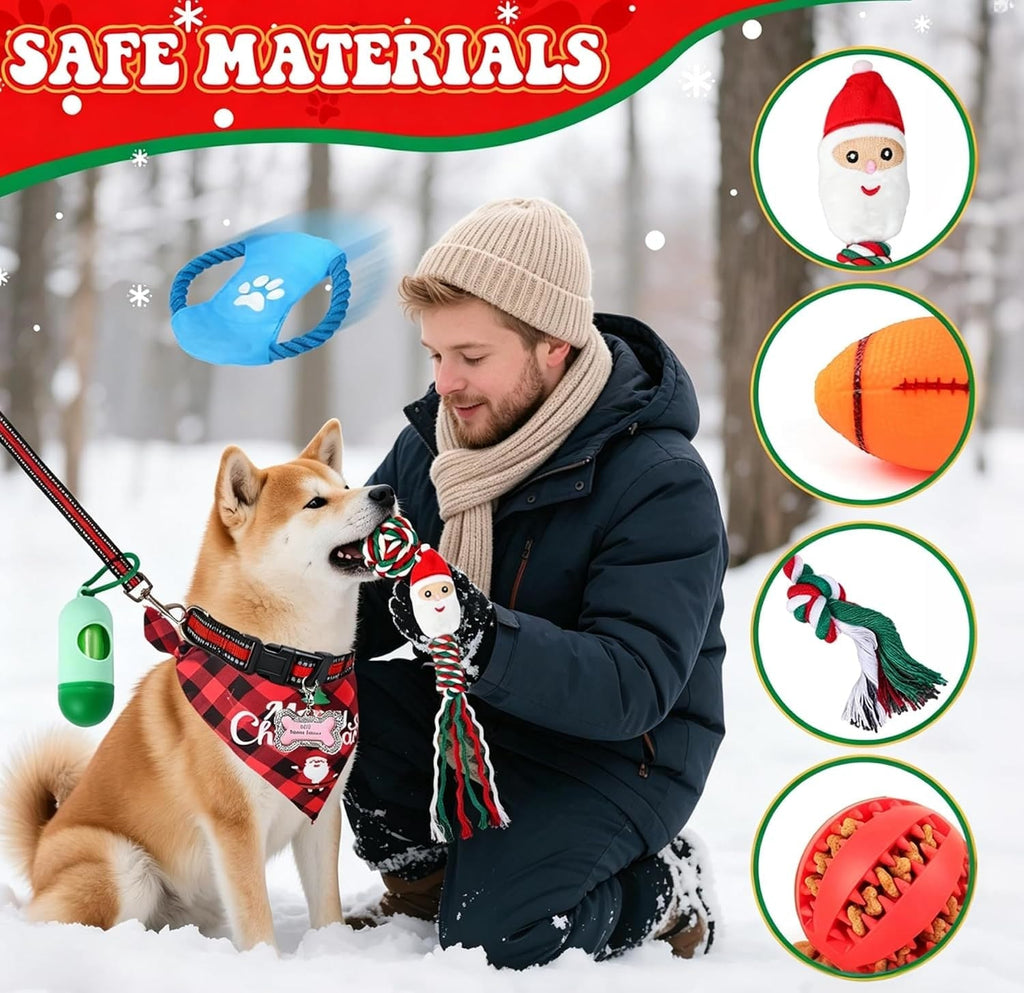 Hunde Adventskalender 2026 - 24 Spielzeuge, Halsband, Leine und Leckerli-Beutel