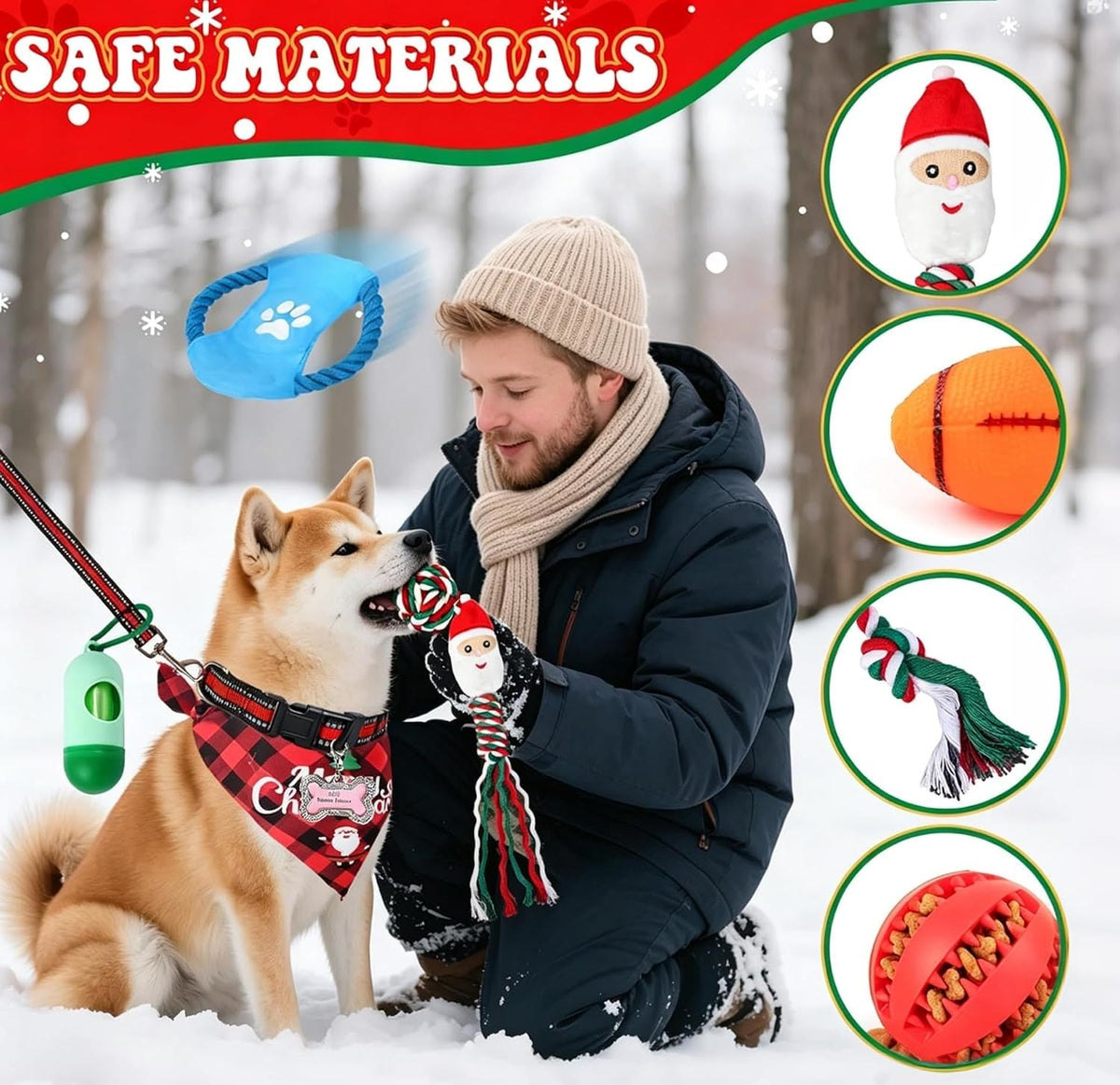 Hunde Adventskalender 2026 - 24 Spielzeuge, Halsband, Leine und Leckerli-Beutel