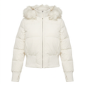 Kurze Pufferjacke Damen mit Kunstfell Kapuze – Ansicht 1