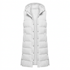 Langes Steppgilet Damen mit Kapuze – Ansicht 7