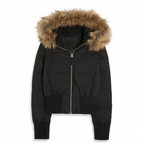 Kurze Pufferjacke Damen mit Kunstfell Kapuze – Ansicht 12