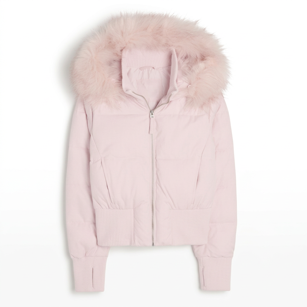 Kurze Pufferjacke Damen mit Kunstfell Kapuze – Ansicht 13