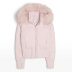 Kurze Pufferjacke Damen mit Kunstfell Kapuze – Ansicht 13