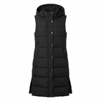 Langes Steppgilet Damen mit Kapuze – Ansicht 1