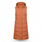Langes Steppgilet Damen mit Kapuze – Ansicht 10