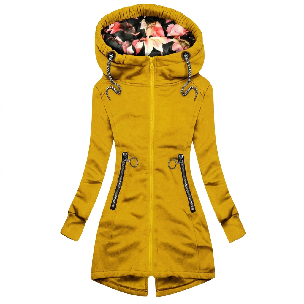 Damenjacke mit Kapuze und Blumenfutter – Ansicht 3
