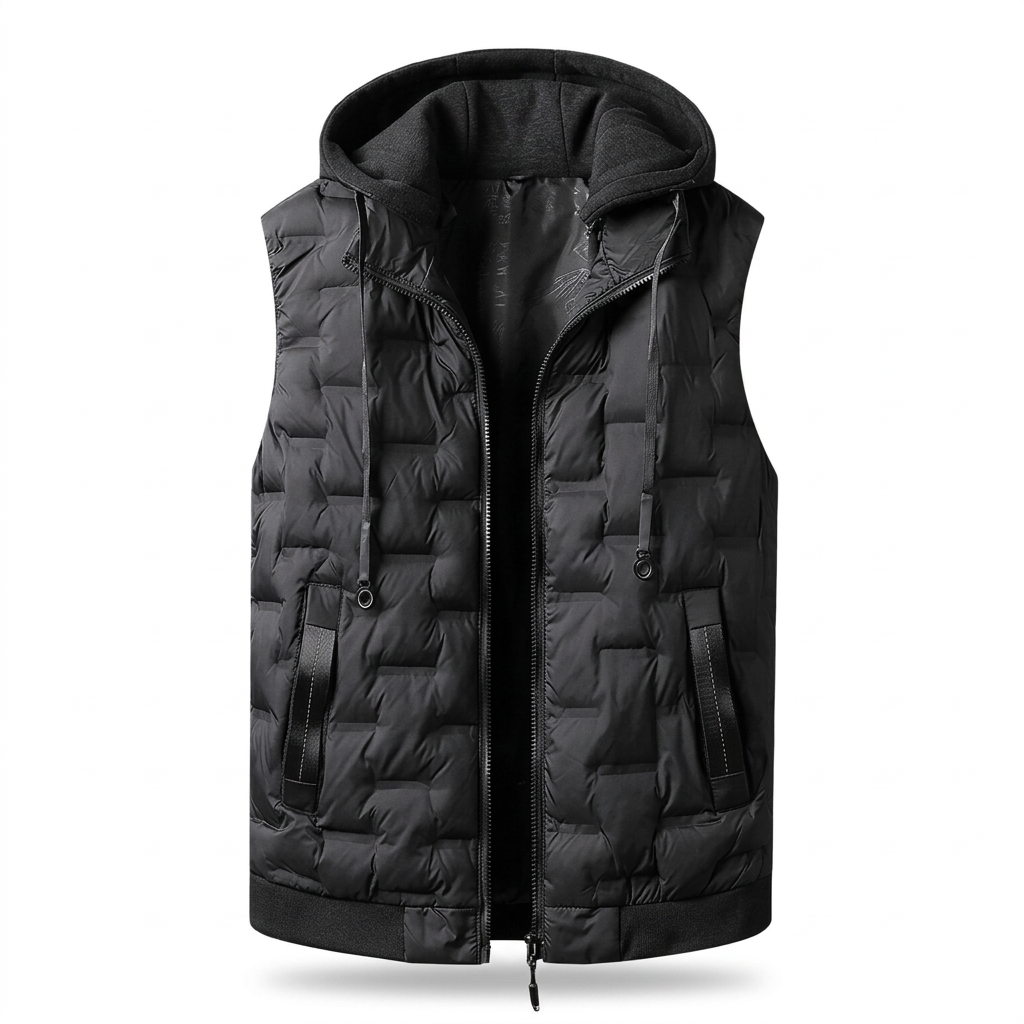 Steppgilet Herren mit Kapuze – Ansicht 1