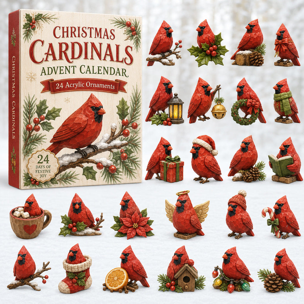 Kardinalvogel Adventskalender 2026 - 24 Acryl-Vogelanhänger