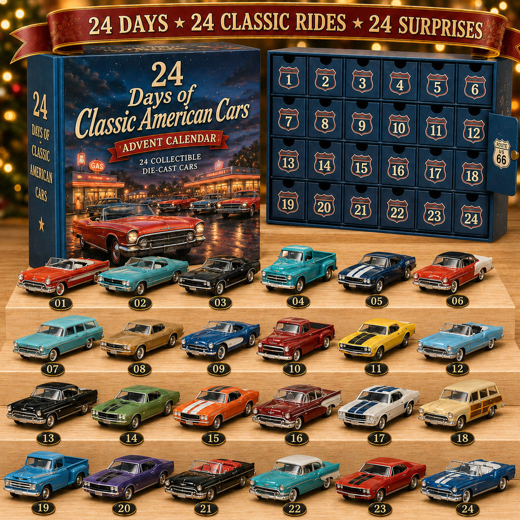 Klassische-US-Oldtimer-Adventskalender 2026 - 24 Die-Cast-Oldtimer