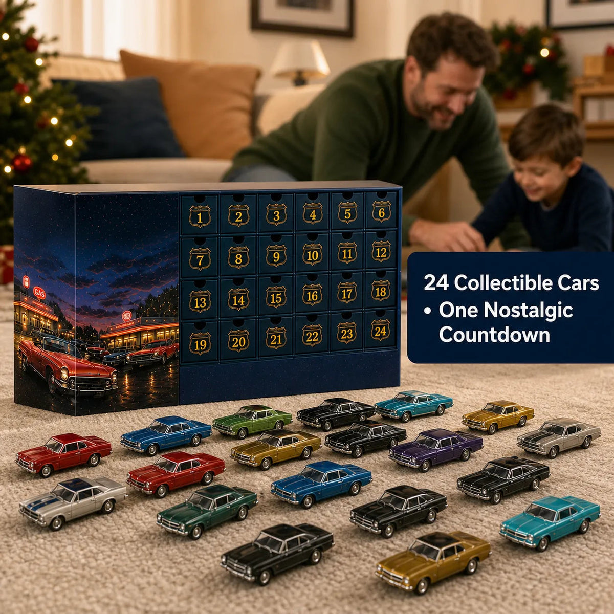 Klassische-US-Oldtimer-Adventskalender 2026 - 24 Die-Cast-Oldtimer