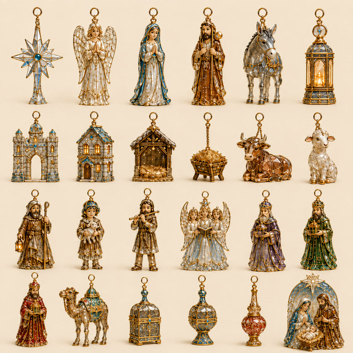 Krippen-Adventskalender 2026 – 24 Weihnachtsornamente