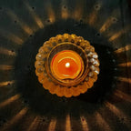 Teelichthalter aus Glas mit Wellenstruktur – Bild 7