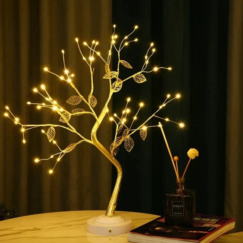 LED Lichterbaum mit goldenen Blättern und warmweissem Licht – Bild 2