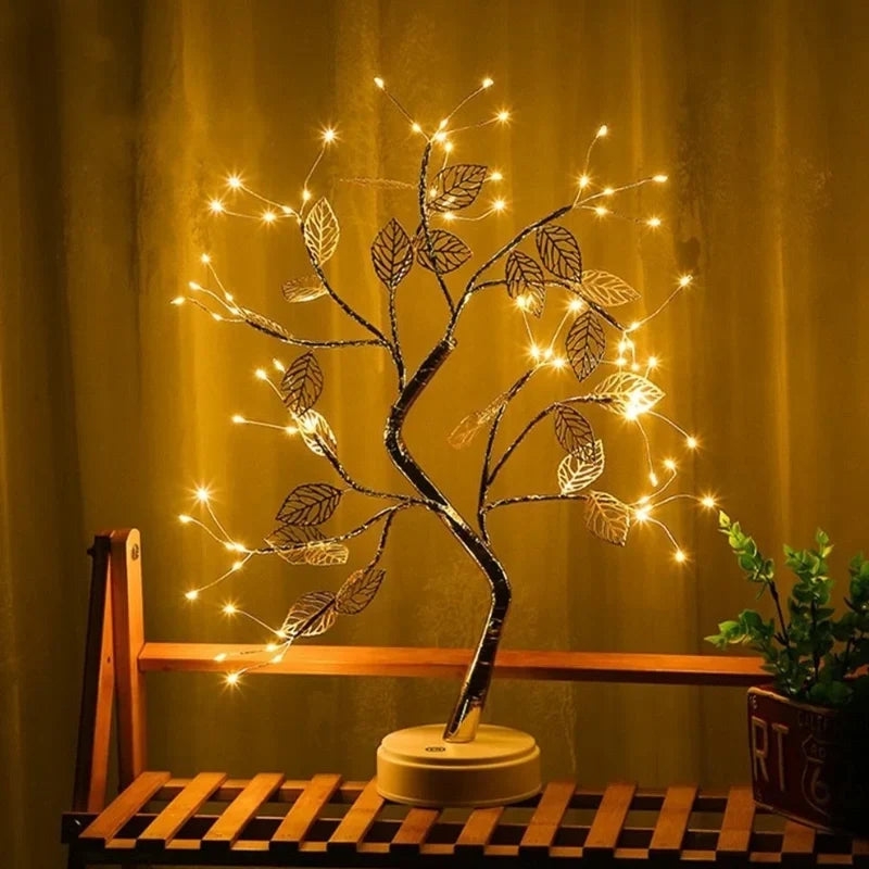 LED Lichterbaum mit goldenen Blättern und warmweissem Licht – Bild 4