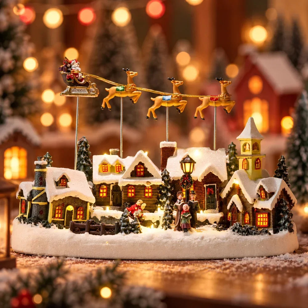 Beleuchtetes LED Weihnachtsdorf mit Musik und Bewegung