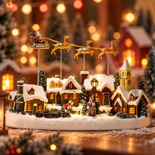 Beleuchtetes LED Weihnachtsdorf mit Musik und Bewegung