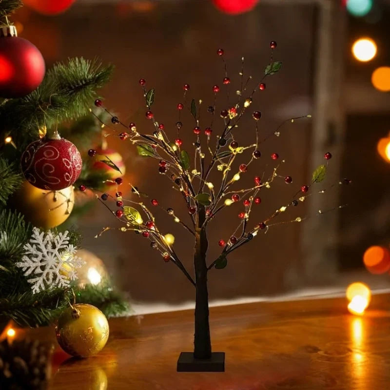 LED Lichterbaum mit roten Beeren und warmweissem Licht – Bild 5