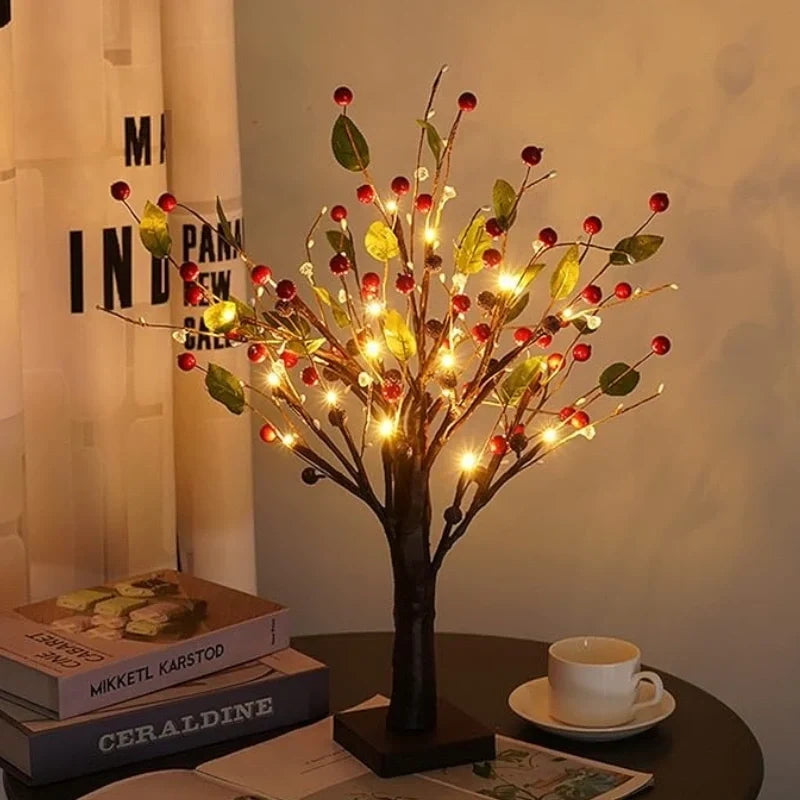 LED Lichterbaum mit roten Beeren und warmweissem Licht – Bild 6