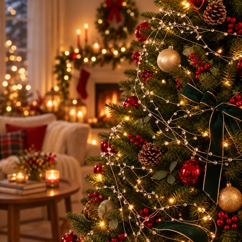 Glitzernde Deko-Girlande mit Kristall-Akzenten für den Weihnachtsbaum – Bild 7